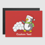 Carte Magnétique Pingouin de Noël avec boules de neige agitant (Devant / Derrière)