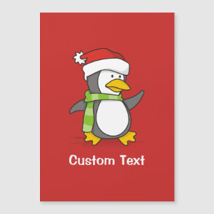 Carte Magnétique Pingouin de Noël marchant sur la neige