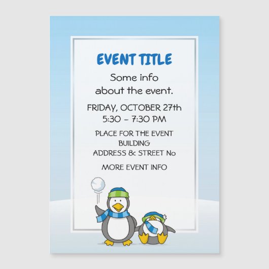 Carte Magnétique Pingouins à neige (Devant)