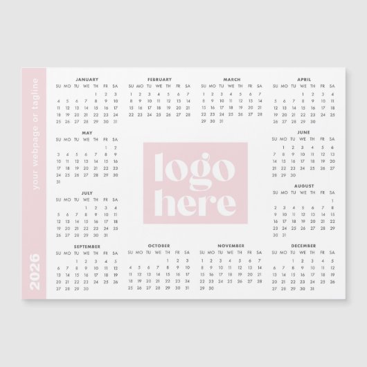 Carte Magnétique Pink 2026 Business Logo Magnetic Calendar (Devant)