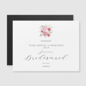Carte Magnétique Pink Bouquet Will You Be My Junior Bridesmaid (Devant / Derrière)