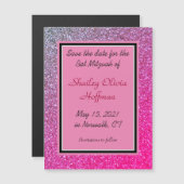 Carte Magnétique Pink Sparkles Magnetic Save the Date Card (Devant / Derrière)
