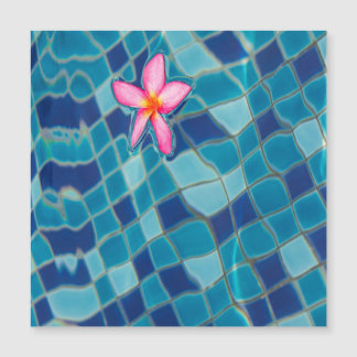 Carte Magnétique Piscine fête bleu fleur rose aimant flottant