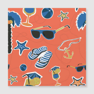 Carte Magnétique Plage d'été : Relaxant Motif sans couture.