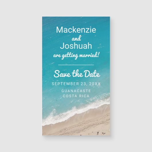 Carte Magnétique Plage Mariage Océan Enregistrer la date Mini Magne (Devant)