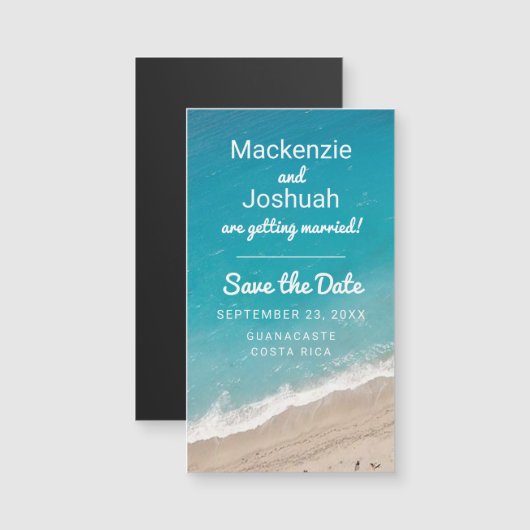 Carte Magnétique Plage Mariage Océan Enregistrer la date Mini Magne (Devant / Derrière)