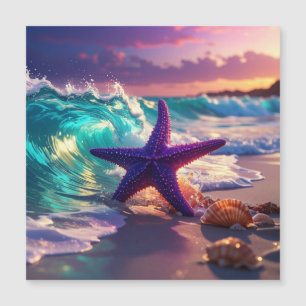 Carte Magnétique Plage océanique avec étoile de mer violette