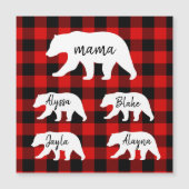 Carte Magnétique Plaid Rouge Moderne Et Ours Maman Blanc (Devant)