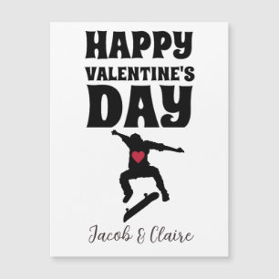 Carte Magnétique planche à roulettes, Joyeuse Saint-Valentin nom pe