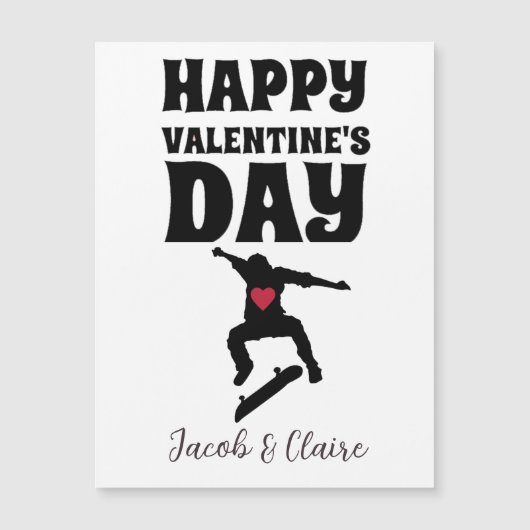 Carte Magnétique planche à roulettes, Joyeuse Saint-Valentin nom pe (Devant)