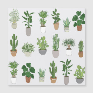 Carte Magnétique Plantes de maison, motif vintage de doodle