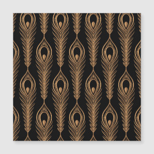Carte Magnétique Plumes de paon, motif oriental de luxe.