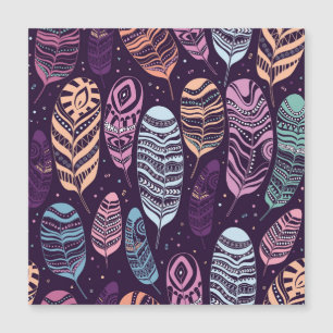 Carte Magnétique Plumes ethniques : motif noir et blanc