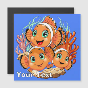 Carte Magnétique Poisson clown Dessin animé mignon Famille Sous l'e