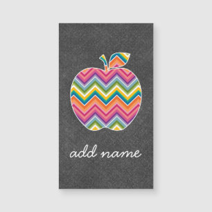 Carte Magnétique Pomme enseignant personnalisée avec Motif Chevron 