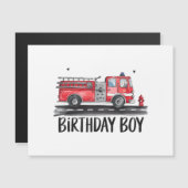 Carte Magnétique Pompier Camion L'anniversaire de la famille des ga (Devant / Derrière)