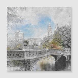 Carte Magnétique Pont aquarelle à Central Park New York