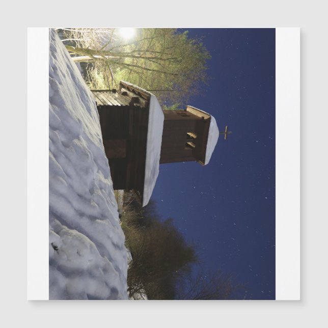 Carte Magnétique "Pont d'hiver sous les étoiles - Paysage nocturne  (Devant)