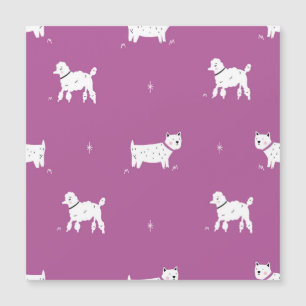 Carte Magnétique Poodle violet : Motif rétro monochrome