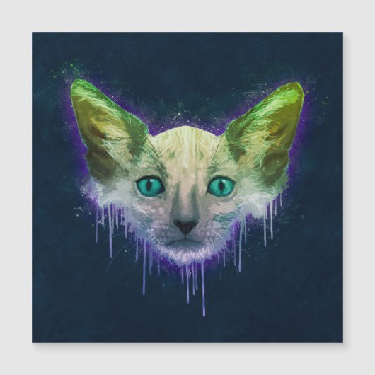 Carte Magnétique Pop Art Lykoi Werewolf Chat (Devant)