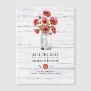 Carte Magnétique Poppy Rustic Mason Jar Wedding Wedding Enregistrer