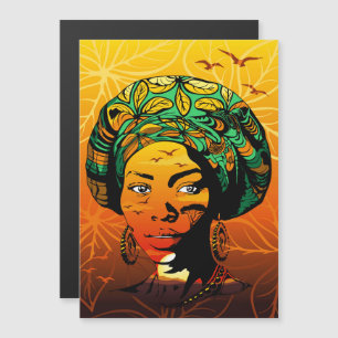 Carte Magnétique Portrait féminin africain avec coucher de soleil
