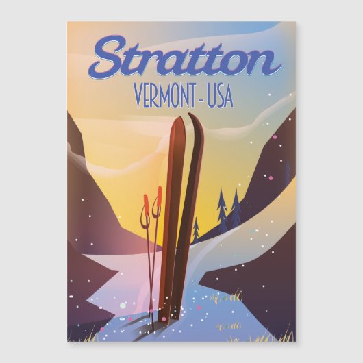 Carte Magnétique poster de voyage ski Stratton Vermont (Devant)