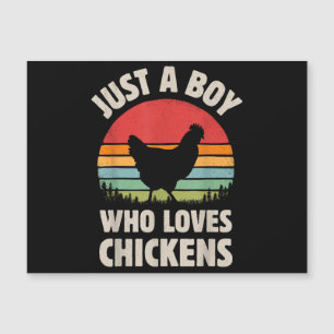 Carte Magnétique Poulet Juste Un Garçon Qui Aime Rétro Animal De Fe