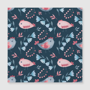 Carte Magnétique Poulets folkloriques : Aquarelle Motif sans coutur