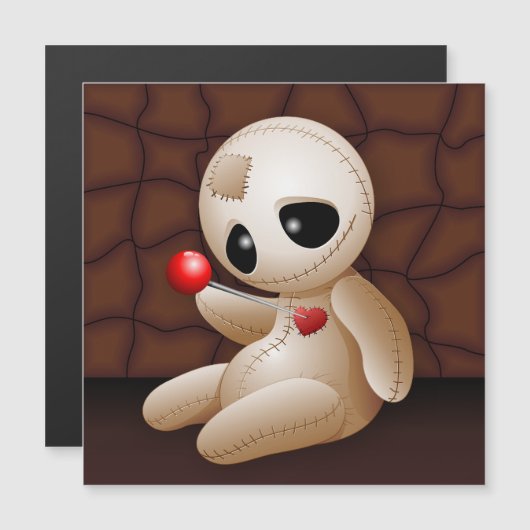 Carte Magnétique Poupée Vaudou Dessin Animé en Amour (Devant / Derrière)