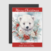 Carte magnétique pour l'ours polaire mignon grand- (Devant / Derrière)