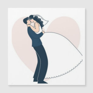 Carte Magnétique Premier Noël de fiançailles Couple dessiné à la ma