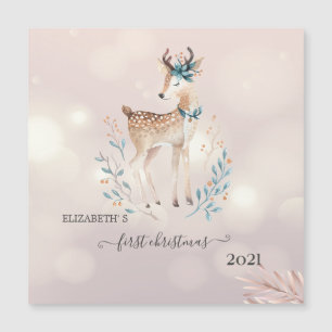 Carte Magnétique Premier Noël, Joyeux Cerf des Fêtes