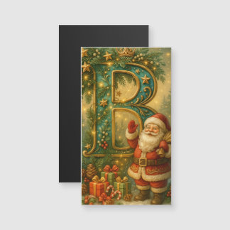 Carte Magnétique Première B dorée avec Père Noël et Couronne