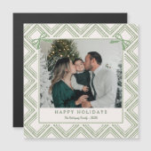 Carte Magnétique Preppy Green Diamond Pattern Holiday Magnetic Card (Devant / Derrière)