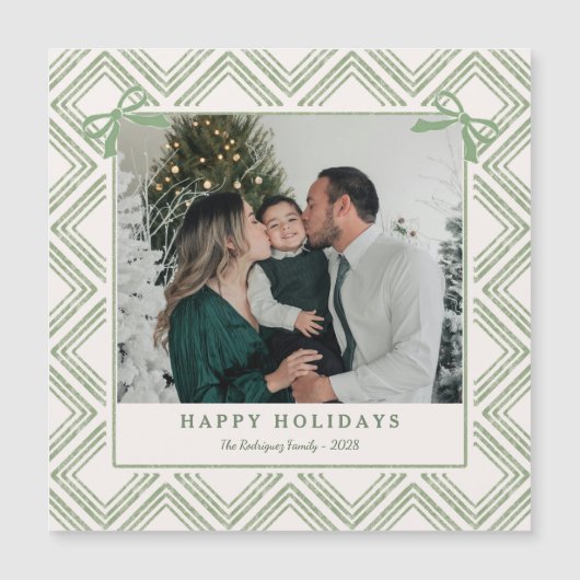 Carte Magnétique Preppy Green Diamond Pattern Holiday Magnetic Card (Devant)