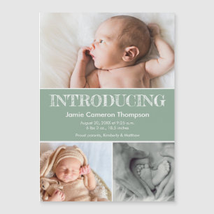 Carte Magnétique Présentation de photos de bébé annonce de naissanc