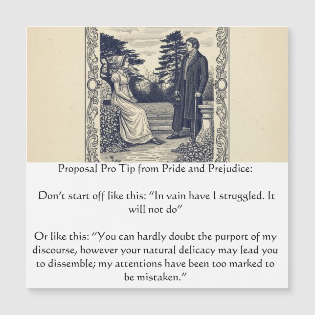 Carte Magnétique Pride and Prejudice Proposal Pro Tip (Devant)