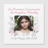 Carte Magnétique Primera Comunión con Foto y Flores Espagnol (Devant)