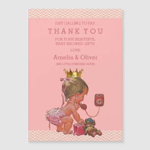 Carte Magnétique Princesse sur le Merci de chevrons de nounours de