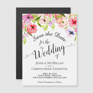 Carte Magnétique Printemps aquarelle Pansies mariage Enregistrer la