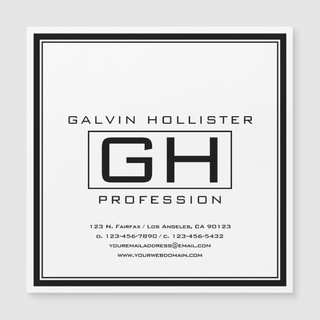 Carte Magnétique Professionnel noir et blanc (Devant)