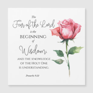 Carte Magnétique Proverbes 9:10 La peur du Seigneur Rose Bible Fleu