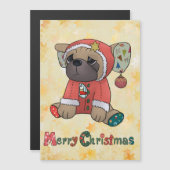 Carte Magnétique Pug de Noël (Devant / Derrière)