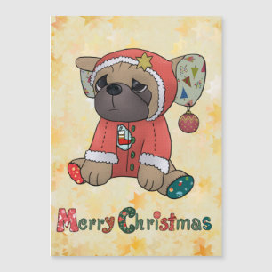 Carte Magnétique Pug de Noël