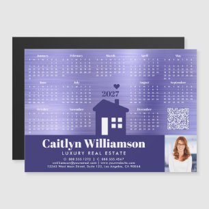 Carte Magnétique Purple 2026 Calendrier Realtor Photo QR Code Magne
