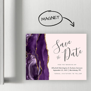 Carte Magnétique Purple Agate Blush Mariage Magnétique Enregistrer