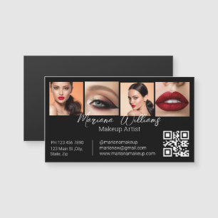 Carte Magnétique qr code maquillage artiste photos noir business ai