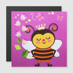 Carte Magnétique Queen Happy Little Honey Bee Flowers Papillon