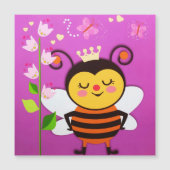Carte Magnétique Queen Happy Little Honey Bee Flowers Papillon (Devant)